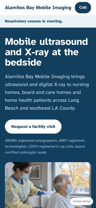 Sample business website, mobile view